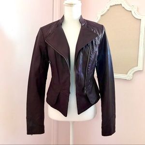 Maroon Faux Leather Moto Jacket